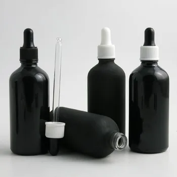 10 x 100 ml Prenosné Matné/Hladké Čierne Sklo E-Liquid Fľaše s Kvapkadlom Esenciálny Olej Chemické Kozmetické Kontajnerov