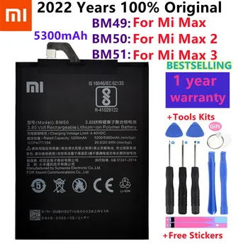 100% Originálne Náhradné Batérie Pre BM51 Xiao Mi Max 3 Max3 / BM50 Mi Max 2 Max2 / BM49 Mi Max Originálne Batérie Telefónu +Nástroje