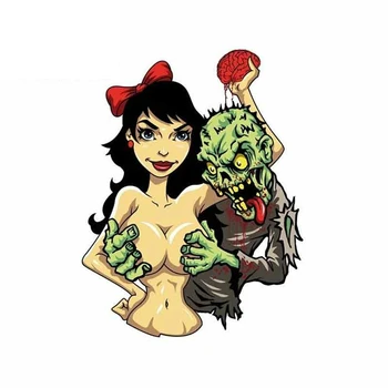 10cmX13cm Cartoon Auto Nálepky Zombie s Sexy Dievča Prilba Laptopcar Nárazníka Vyrobené V USA Odtlačkový Vodotesný Kryt proti Poškriabaniu