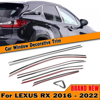 12pc Vonkajšie Okno Dekor Čalúnenie Pás Pre Lexus RX 2016-2022 Titánové Čierne Auto Tesnenie Tesnenie čelného skla Tieni Vody Štít Kryt