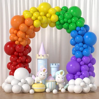 133Pcs Rainbow Balón Garland Arch Súprava Zmiešaný Najrôznejších Latex Balónikov Nastaviť pre Deti 