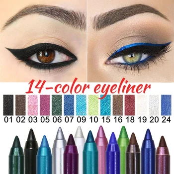 14 Farieb, Dlho-trvajúce Kontúrovacia Ceruzka Nepremokavé Pigment Zelená Hnedá očné linky Pero Ženy Módne Farebné Očné make-up Kozmetika Raben