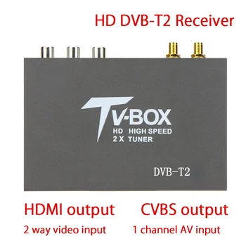 160 km/h Vysokej Rýchlosti T338B H. 264 HD DVB-T2 Auto Digitálny TV Tuner DVB-T MPEG-4 Mobilná TV Box Prijímač s dvojitým Zosilňovač Antény