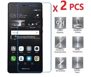 2 KS Pre Huawei P9 Lite Tvrdeného Skla Screen Protector Pre P9 Lite 2.5 D 0.26 mm 9H Anti-scratch Premium Štít Stráže