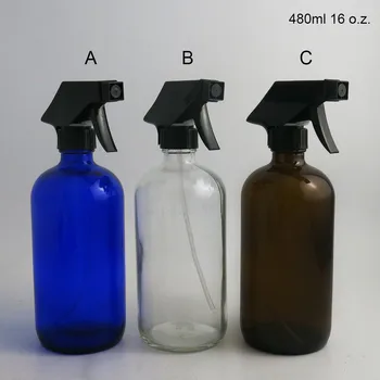 2 KS x 480ml 16 oz Veľké Boston Sklo Sprej Fľaše s black spúšť postrekovač top Používajú na čistenie aromaterapia Dezinfekčný prostriedok