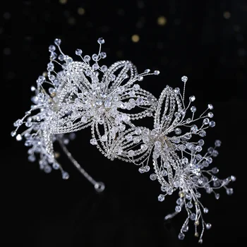 2021 nové svadobné headdress kórejský štýl Mori sladké crystal vlasy kapely luxusné super flash svadobné šperky