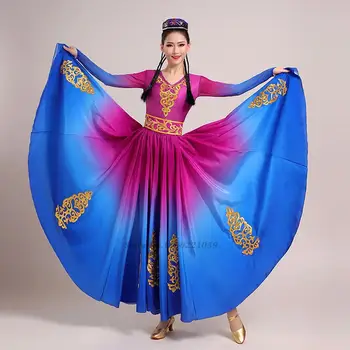 2022 ženy čínskych tradičných ľudových tanečných kostýmov, národné žena kvet sequin sin-ťiangu šaty národnej ročník festivalu kostým