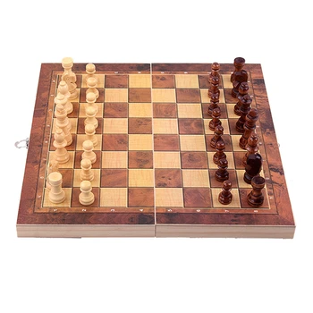 3 V 1 Skladacie Drevené Medzinárodnej Šach Masívneho Dreva Šachovnici Backgammon
