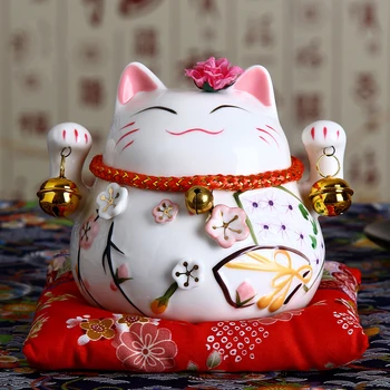 4.5 palcový Japonské Keramické Šťastie Mačka Maneki Neko Domáce Dekorácie, Ozdoby, Dary Fortune Mačka Peniaze Box Feng Shui Plavidlá