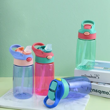 450ml BPA Free Detí Silikónové Slamy Pohár Vody Únik Dôkaz Anti-drop Vonkajšie Šťavy Poháre Športová Fľaša na Vodu