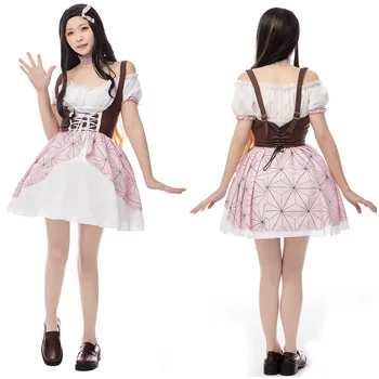 Anime Démon Vrah Kamado Nezuko Cosplay Kostým Lolita Šaty Oblečenie Halloween Karneval Oblek