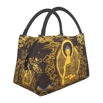 Budhistické Thangka Umenie Izolované Obed Tašky pre Ženy Prenosné Buddha Budhizmus Duchovné Tepelnej Chladnejšie Bento Box Práce Piknik