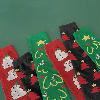 Detské Ponožky Deti Cartoon Snehuliak, Vianočný Chlapci Teplé Kolená Vysoké Ponožky Dievčatá Abecedy Colorblock Ponožky