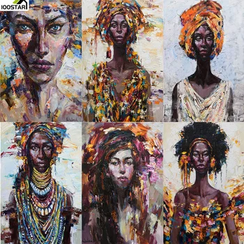 DIY Maľovanie Podľa Čísel Africkej Ženy Ručne Maľované umelecké Diela Domova Obrázky Podľa Čísla Portrét olejomaľba Jedinečný Dar