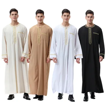 Djellaba Qamis Muž Abaya s Zip Uzavretie Moslimských Stanovuje Módny Islamské Oblečenie Mužov Crewneck Saudskej Župan Jilaba Marocký Oblečenie