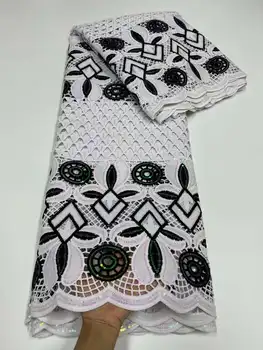 Dubaj priateľská 5 Metrov Top Triedy Guipure Čipky Afriky Kábel Elegantné Tkaniny Tkaniny, Výšivky Nigéria Na Oslavu Šaty Šiť