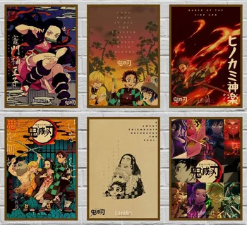 Démon Vrah Plagát Retro Japonské Anime Plagáty Kraft Papier Vintage Plagáty Výzdoba Miestnosti, Bar Umelecké Maľovanie na Stenu, Samolepky 42X30cm