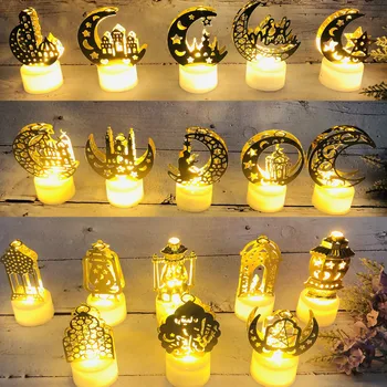Eid Mubarak Led Sviečka Moslimských Mesiac Tvarované Železa Lampa Prívesok Náboženského Chrámu Festival Dekor HappyRamadan Kareem Strana 2023
