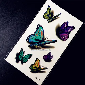 Falošné Tetovanie Henna Motýľ Nepremokavé Prenos Vymeniteľné Tetovanie Nálepky HAQ-109 Ženy, Tipy, make-up, Tetovanie 3D Beauty Motýľ