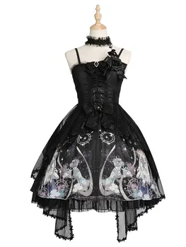 Gothic Lolita JSK Šaty Vybavy Black Lolita Svadobné Šaty