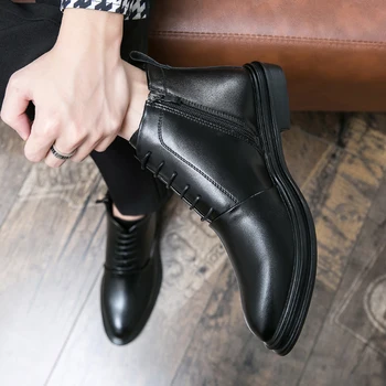 jar Trend Mužov Čierna Hnedá kolo hlavy kožené topánky pracovného topánky pánske talianska značka vonkajšie Black bežné kožené topánky