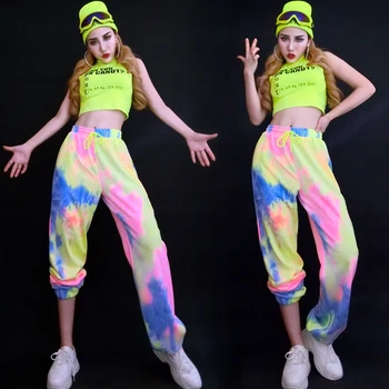 Jazz Dance Výkon Oblečenie, Hip-Hop, Street Dance Festival Oblečenie Fluorescenčné Športové Bežné Vyhovovali Pól Tanečné Oblečenie SL4930