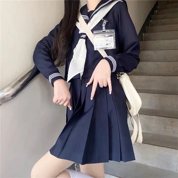 JK Japonskej Škole Štýl Vyhovoval Námornícky Kostým Ženy Sexy Tričko Skladaná Sukňa Japonskej Školy Jednotné JK Jednotné Dievča S-XXL