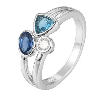 Kreatívne Modrá Trikolóra Biela Crystal Prstene pre Ženy Móda krúžok s ženský šarm Svadobné Ženské Šperky Príslušenstvo