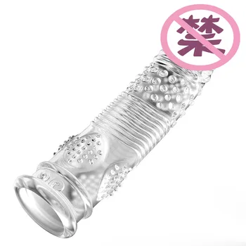 Krištáľovo Priehľadné Penis Rukáv Opakovane Predĺžiť Penis Kondómy Odkladu G-spot Stimulovať Erotické Intímne Tovaru Produkty pre Mužov