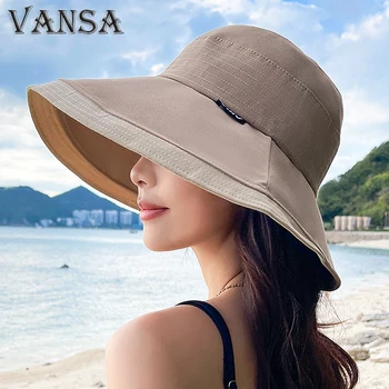 Letné Vedierko Hat pre Ženy Veľký Široký Okraj Vonkajšie Mäkké Bavlnené Farbou Slnka Klobúky Prenosný Skladací Panama Spp Lady Čiapky