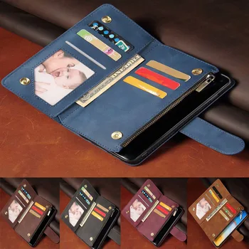 Luxusná Kožená Peňaženka Pre Samsung Galaxy F12 Prípade Magnetické Zips Peňaženky Mobile Retro Peňaženky Flip Karty Stojan Ortuť Kryt