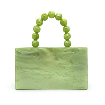 Luxusné Akryl Spojka Taška Bolsa Feminina zelená Kabelky pre Ženy Reťazca Crossbody Tašky Dizajnér Korálkové Rukoväť Večeru Taška
