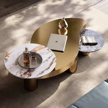 Luxusné light rock doska veľkosť čaj stôl obývacia izba kombinácii moderný minimalistický nehrdzavejúcej ocele domácnosti špeciálne čajové tabuµky