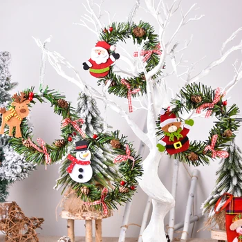 Mini Vianočný Veniec DIY Vianočné Girlandy Ornament PVC Elk Snehuliak Santa Claus Vianočný Stromček Veniec Dvere, Závesné Dekorácie Okna