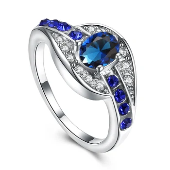 MISANANRYNE Jedinečné Šperky Modrý Ovál Zirkón Kamenný Kruh, Strieborná Farba Svadobné Zásnubné Prstene Pre Ženy Muži