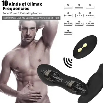 Nabíjateľná Silikónový Análny Vibrátor s 10 Rýchlosť Diaľkové Ovládanie Análny Sex Hračky pre Mužov Upozorňuje Zadok Plug Prostaty Masér