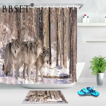 Najlepšie Pekné, Vysoko Kvalitné Sprchový Záves Západ Lesa Wolf 3D Tlač Kúpeľňa Záclony Plesní a Doklad s 12 Háčiky Cortina De Ducha