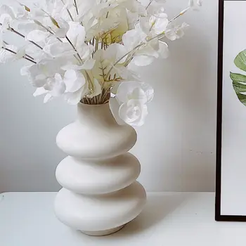 Nordic Keramické Biely Kvet, Vázy, Dekorácie Home Office Tabuľka Centerpieces Nádvorie Obývacia Izba Rastlín Hrniec Svadobné Usporiadanie