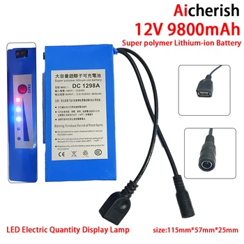 Nové DC+USB 12v 9800mAH Lithium-Ion Nabíjateľnú Batériu, Používajú V Bezdrôtových Kamery, LED Lampa Napájanie,