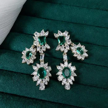 Nové Luxusné Módne Zelená Červená CZ Prívesok Náušnice Pre Ženy, Svadobné Party Lesklé Šperky Crystal Módne Šperky Vysokej Kvality