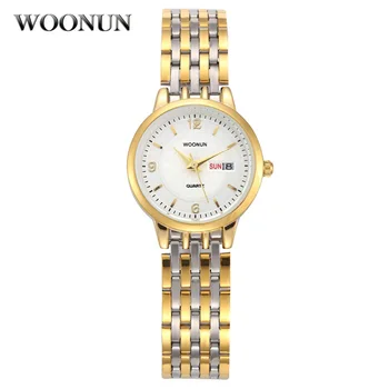 Nové Módne Luxusné Hodinky Ženy Zlaté Hodinky Plné Oceľové Dátum Deň Náramkové Hodinky Quartz Najlepší Darček Hodiny Reloj Mujer Relogio Feminino
