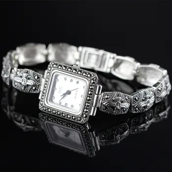 Nové prichádzajúce kvality tovaru S925 čistého striebra Thajsko osobnosti starožitné hodinky krásne ženy model