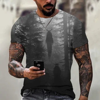 Nové pánske T-Shirts Letné Oblečenie Horor 3d Tlač TShirts Človeka Krátky Rukáv Topy Streetwear Voľné Plus Veľkosť Oblečenie 2023