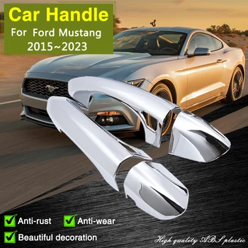 pre Ford Mustang 6 MK6 S550 2015~2023 Luxusné Chrome Smart Dverí Rukoväť Kryt Výbava Auto Príslušenstvo Nálepky 2018 2019 2020 2021