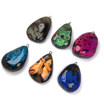 Prírodný Kameň Agates Prívesok Multicolor Nepravidelný Rock Onyx zobrazili kľúčové tlačidlá pre Ženy DIY Náhrdelník Šperky Čo Zistenia 25x40-35x50mm