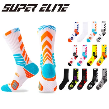 Pôvodné SUPER ELITE Dlhé Trubice Basketbal Ponožky Veľkosť 38-44 pre Mužov, Ženy Priedušná Pot-absorbent Hrubé Športové Ponožky Non-slip