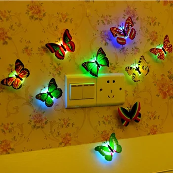 roztomilý motýľ s zmena farby LED nočné svetlo domov izba tabuľka stenu decor