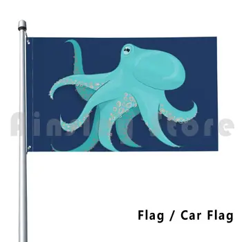Sivozelená Chobotnica S Oranžovou Vlajkou Auto Vlajkou Zábavné Octopus Mora, Morských Tvorov Morského Života Vodných Squid