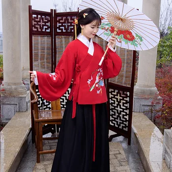 Tradičné Ľudové Čínske Oblečenie Dámske Tang Hanfu Jeseň a v Zime Čínsky Tanečné Kostýmy Dospelé Samice Fáze Nosenie