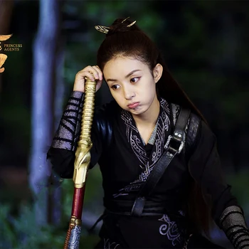Unisexual Muž Žena Zhao LiYing Swordlady Čierny Kostým Hanfu pre Najnovšie TV Hrať Princezná Agentov Legenda ChuQiao Ženy Hanfu